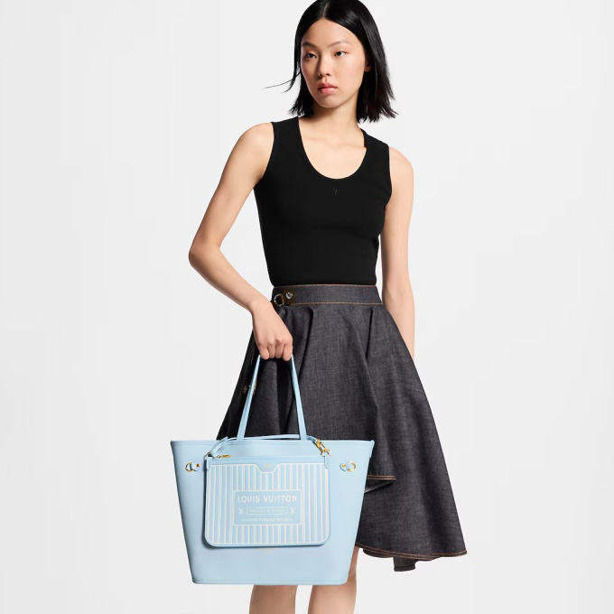 lv louis vuitton neverfull mm inside out damier azur tote bag #n40946
